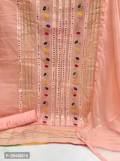 Leeli Peeri Chanderi Cotton Embroidery Unstich dress material-thumb2