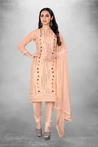 Leeli Peeri Chanderi Cotton Embroidery Unstich dress material-thumb2