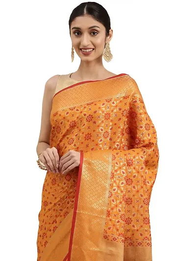 LeeliPeeri Designer Women's Banarasi Patola Silk Saree With Unstitched Blouse Piece