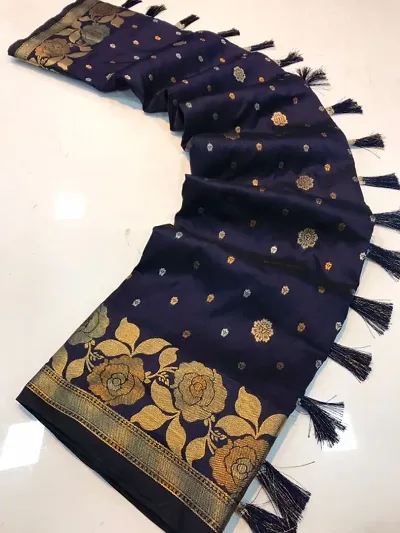 Silk Blend Copper Golden Zari Woven Sarees with Blouse piece