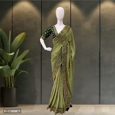 Classic Silk Blend Saree with Blouse piece-thumb0