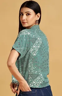 TRENDINGGARMENT Floral Shirt for Women | Stylish and Comfortable | Crop Top (S, Green)-thumb2