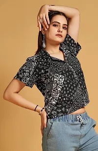 TRENDINGGARMENT Floral Shirt for Women | Stylish and Comfortable | Crop Top (S, Black)-thumb3