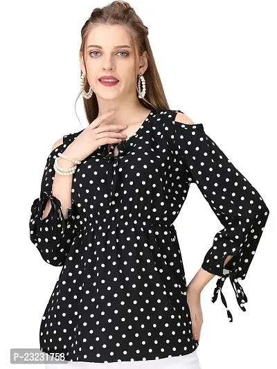 TRENDINGGARMENT Women's Casual Regular Sleeves Printed Top (X-Large, Black)