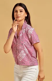 TRENDINGGARMENT Floral Shirt for Women | Stylish and Comfortable | Crop Top (S, Pink)-thumb2