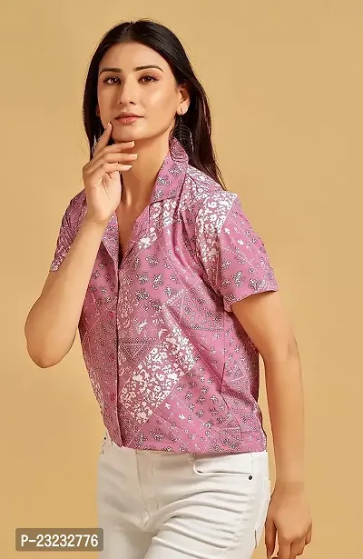 TRENDINGGARMENT Floral Shirt for Women | Stylish and Comfortable | Crop Top (S, Pink)-thumb3