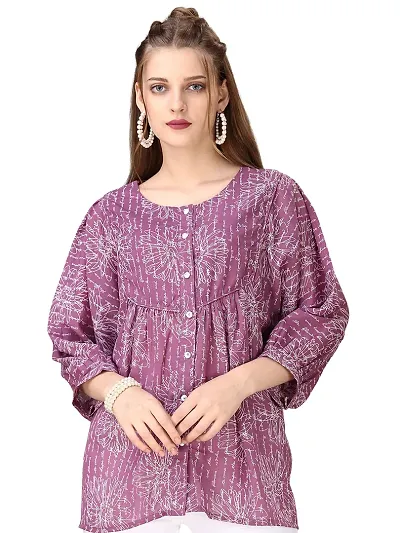 TRENDINGGARMENT Women's Casual Full Sleeves Top (Large, Pink)