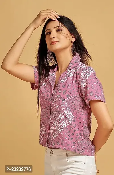 TRENDINGGARMENT Floral Shirt for Women | Stylish and Comfortable | Crop Top (S, Pink)-thumb2