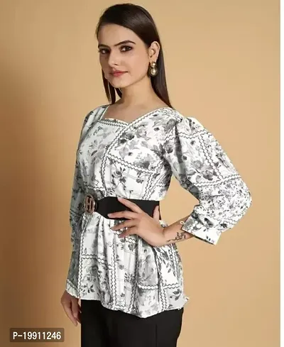 Elegant Multicoloured Satin Printed Tunic For Women-thumb0