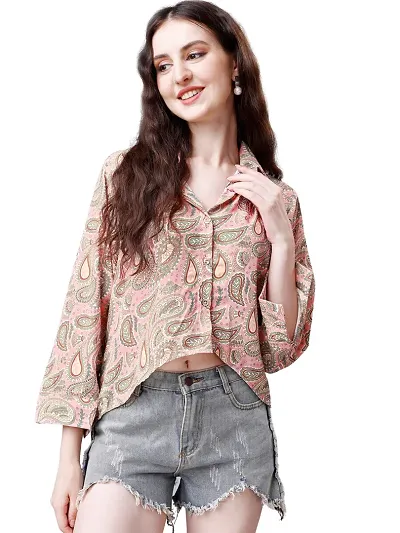 TRENDINGGARMENT Women's Casual Full Sleeves Top (Large, Pink)