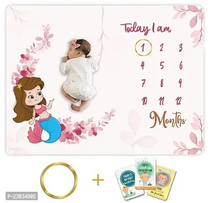 Baby Monthly Milestone Blanket | 1 to 12 Months | Best for Newborn Boy  Girl, multicolor, Cotton, skin friendly