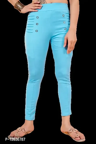 SUHANI s Cotton Lycra ankle length jeggings type pant for Women Skin Fit pant for Womenss (SKYBLUE)