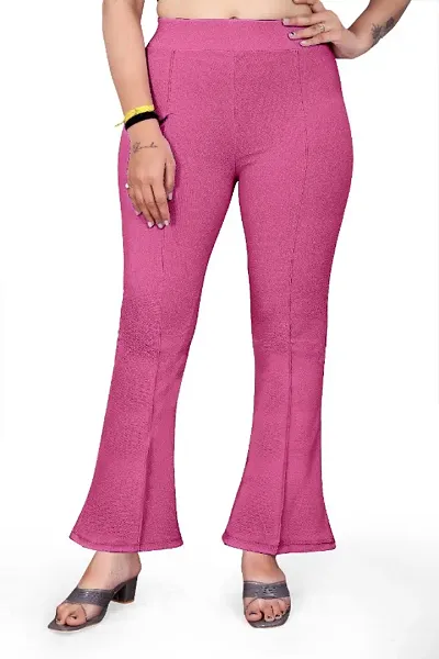 Blend Bootcut Parallel Trouser Pants for Women Regular Fit, Bellbottom Straight Pants for Womens (GAJARI) Trousers Pants