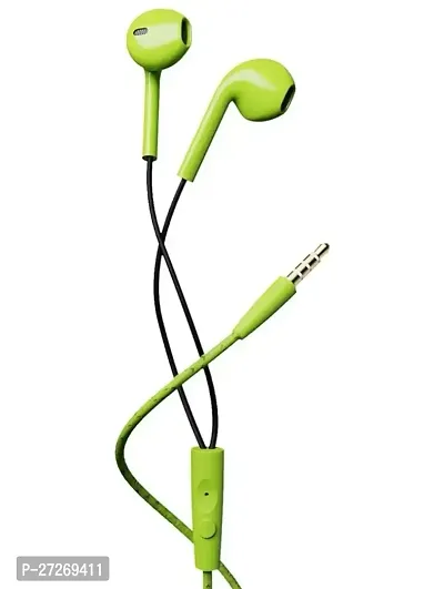 Classic Green 3.5 MM Wired Earphone With Microphone-thumb0