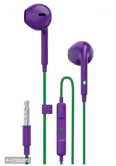 Classic Purple 3.5 MM Wired Earphone With Microphone-thumb0