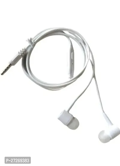 Classic White 3.5 MM Wired Earphone With Microphone-thumb0