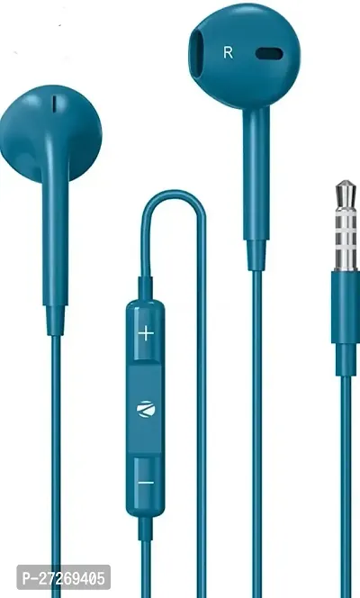 Classic Blue 3.5 MM Wired Earphone With Microphone