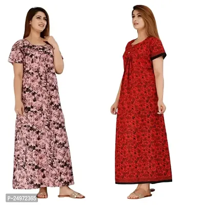 Buy WOMEN NIGHTY ARE PURE COTTON WITH PINK COLOUR AND PRINTED WITH