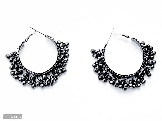 Black Oxidised Cirlular Earrings