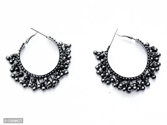 Black Oxidised Cirlular Earrings-thumb0