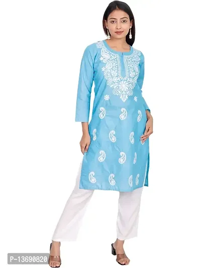 Ibtida Women Embroided Kurta Cotton (Blue)