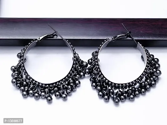 Black Oxidised Cirlular Earrings-thumb2