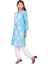 Ibtida Women Embroided Kurta Cotton (Blue)-thumb2