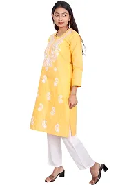 Ibtida Women Embroided Kurta Cotton (Yellow)-thumb2