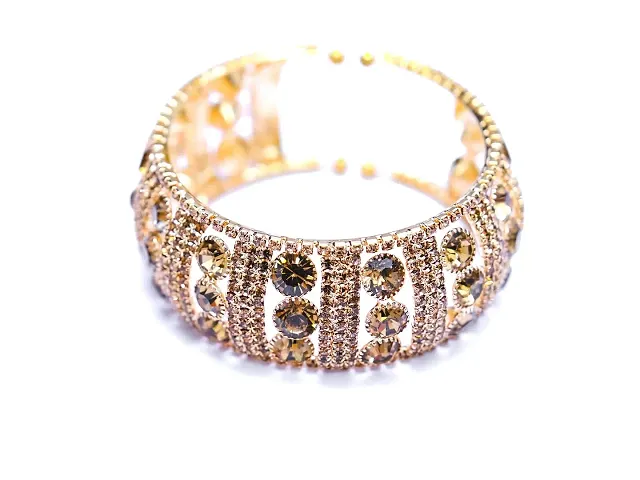 Women Gold-Plated Stone Studded Cuff Bracelet