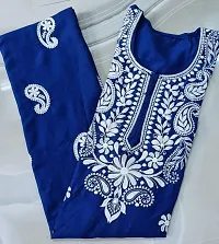 Ibtida Women Embroided Kurta Cotton (Blue)-thumb4