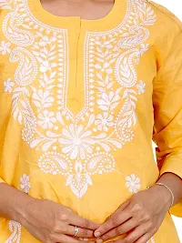 Ibtida Women Embroided Kurta Cotton (Yellow)-thumb3