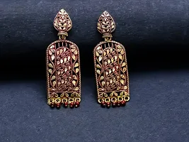 Gold-Toned & Red Studs Drop Earrings-thumb1