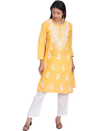 Ibtida Women Embroided Kurta (Yellow)