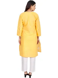 Ibtida Women Embroided Kurta Cotton (Yellow)-thumb1