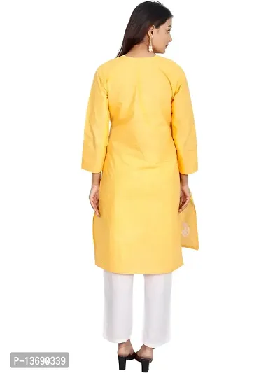 Ibtida Women Embroided Kurta Cotton (Yellow)-thumb2