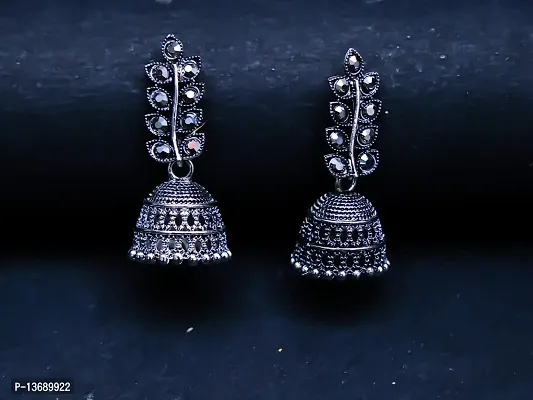 Black Oxidised Jhumkas Earrings-thumb2