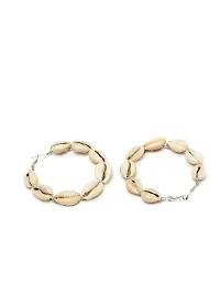 Ibtida Silver and White Beaded Oxidised Hoop Earrings-thumb2