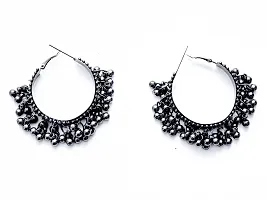 Black Oxidised Cirlular Earrings-thumb2