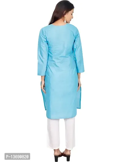 Ibtida Women Embroided Kurta Cotton (Blue)-thumb2