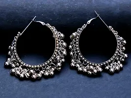 Silver Oxidised Cirlular Earrings-thumb1