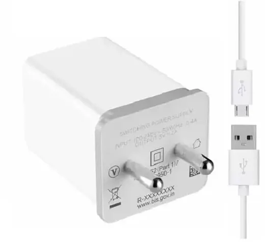 Siwi Fast Charger for Intex Turbo S7 Charger Original Adapter Like Wall Charger | Mobile Fast Charger | Android USB Charger with 1 Meter Micro USB Charging Data Cable (2 Amp, OC5, White)