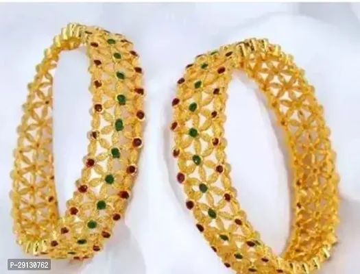 Elegant Multicoloured Brass Bangles For Women Pack Of 2-thumb0