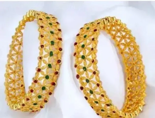 Gold Plated Brass Beads Bangles for Womens