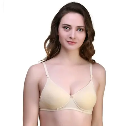 Wemora Women's Elastane Light Padded Fully Coverage t-Shirt Bra Wire Free Regular. (40, Light Pink)