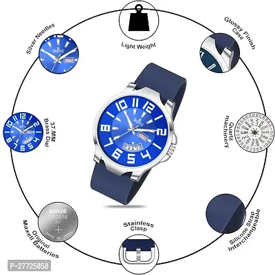 Stylish Blue Silicone Analog Watch For Men-thumb5