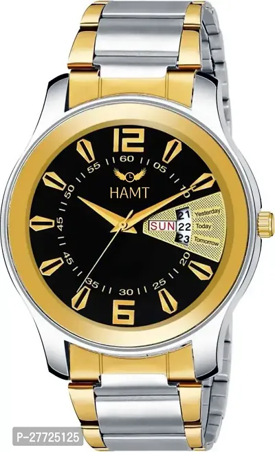 Stylish Golden Metal Analog Watch For Men-thumb0