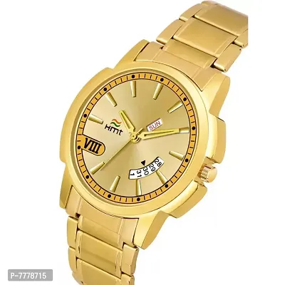 HEMT Men's Gold Dial Day  Date Display Analog Watch - HM-GR094-GLD-GLD-thumb2