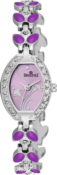 Trendy Purple Stainless Steel Analog Watch For Women-thumb0