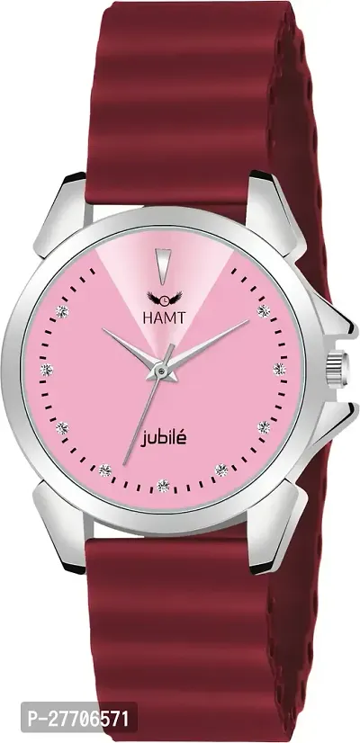 Trendy Maroon Silicone Analog Watch For Women-thumb0