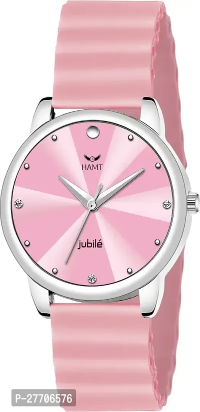 Trendy Pink Silicone Analog Watch For Women